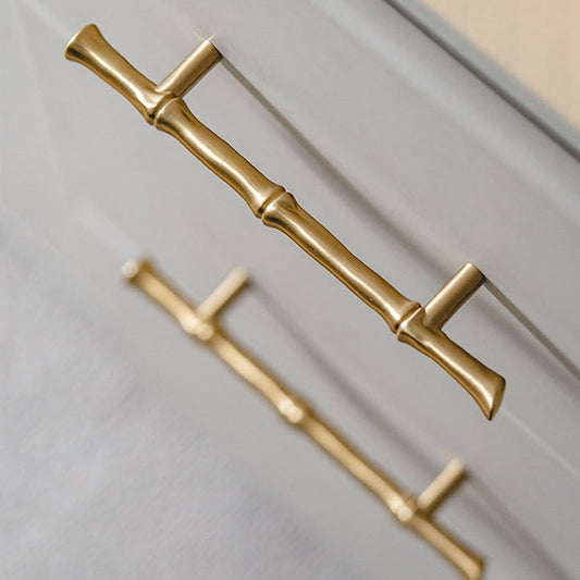Brass Bamboo Drawer Pulls, Oriental Kitchen Cabinet Hardware