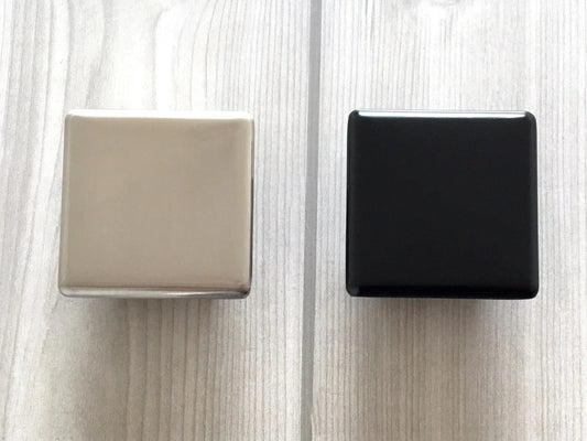 Large Square Cabinet Knobs - Brushed Nickel / Matte Black