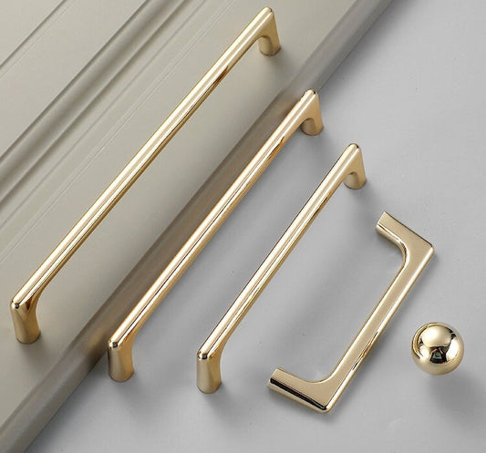 Polished Gold Cabinet Pulls, MCM Wardrobe Handles, Kitchen Hardware