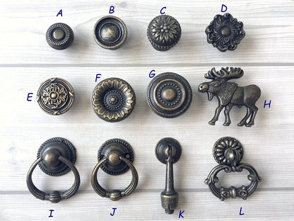 Drawer Knob Vintage Look Antique Bronze Drop Cabinet Pull Hardware