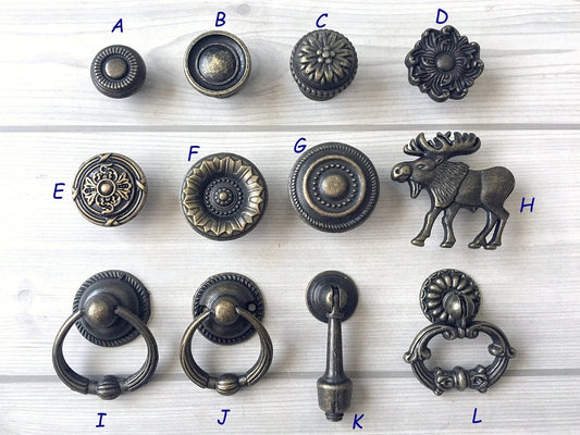 Drawer Knob Vintage Look Antique Bronze Drop Cabinet Pull Hardware