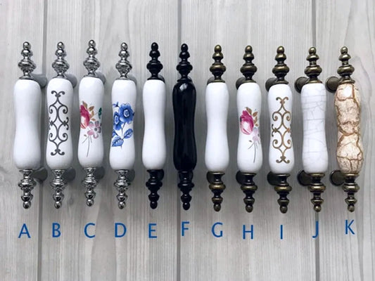 3" Centers Porcelain Cabinet Pull, Ceramic Drawer Handles 76 mm Holes