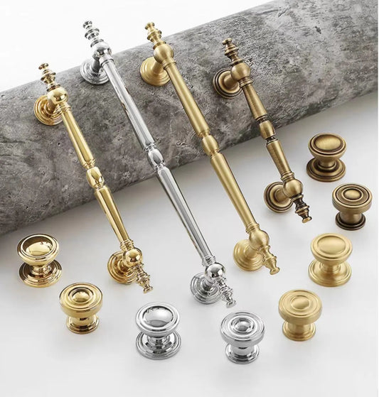 Brass Kitchen Cabinet Handle, European Style MCM Vanity Drawer Pull, Chrome Antique Bronze