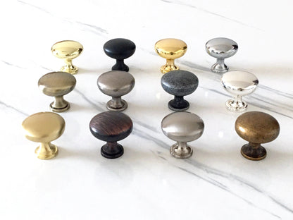 Round Cabinet Knobs, Drawer Pulls, Gold Pewter Nickel Bronze, Kitchen Hardware