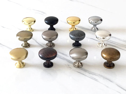 Round Cabinet Knobs, Drawer Pulls, Gold Pewter Nickel Bronze, Kitchen Hardware