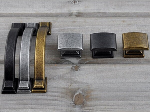 3" Bow Drawer Pull & Rectangular Knob - Rustic/Industrial