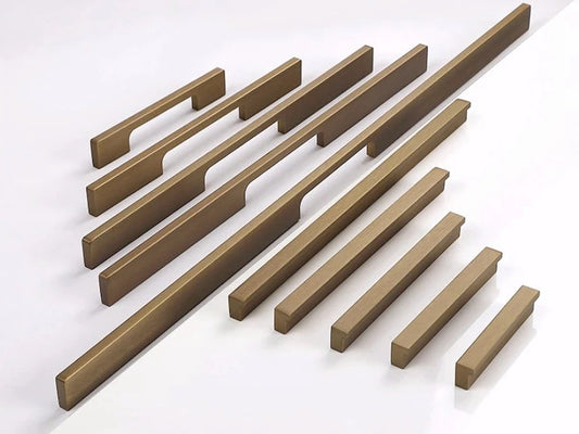 Mid Century Drawer Pulls, Cabinet Handles, Alumimum, Brushed Antique Gold Bronze