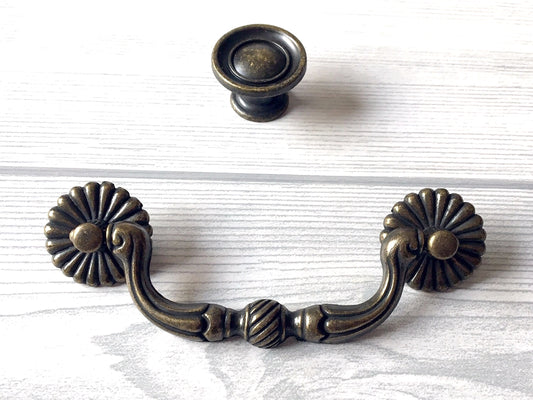 3.5" Antique Bronze Drawer Pulls Rustic Drop Handles Vintage Style