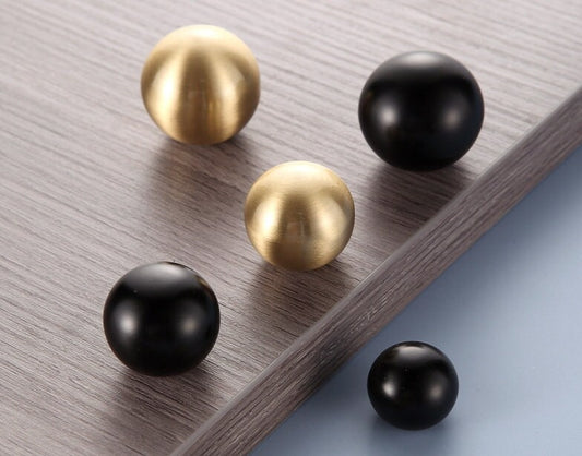 Ball Brass Knobs, Cabinet Drawer Pulls, Brushed Gold, Matte Black, Brushed Nickel