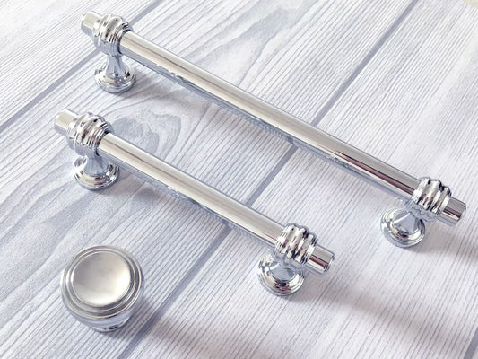 Polished Chrome Cabinet Pulls Bar Handles Modern Solid