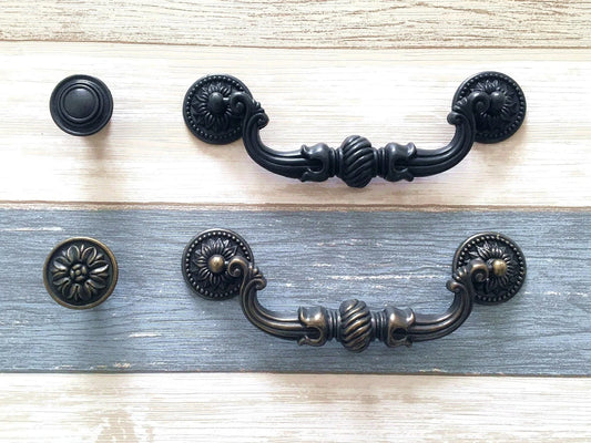 5.75" Vintage Style Bail Drawer Pull Handle Antique Bronze Black Drop Swing