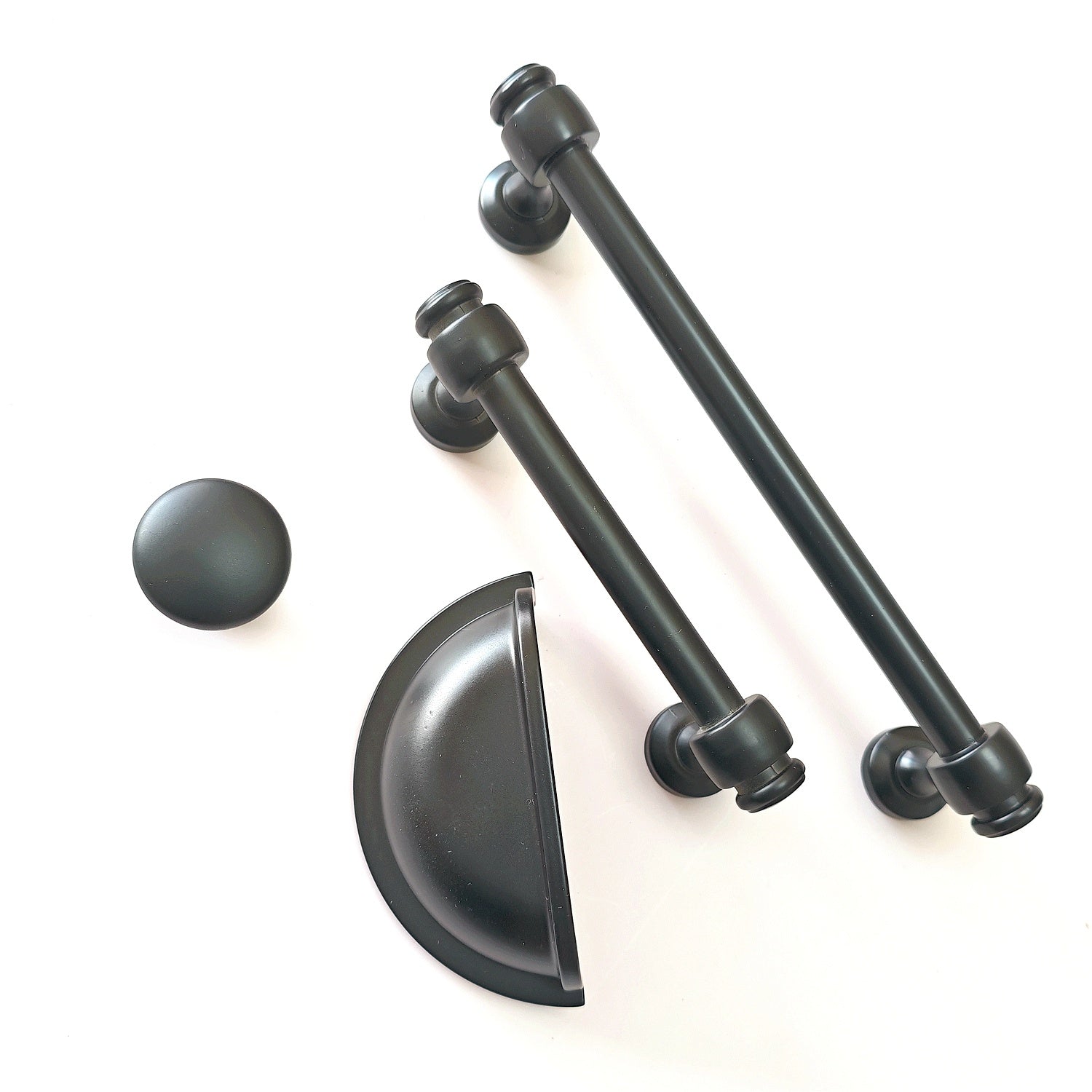 3" 3.5" 6" centers Black Cabinet Bar Handle & Cup Drawer Pull