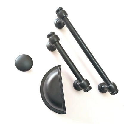 3" 3.5" 6" centers Black Cabinet Bar Handle & Cup Drawer Pull