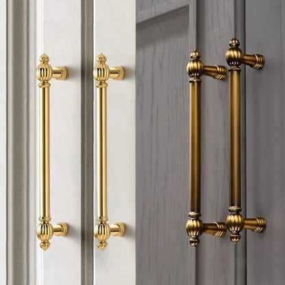 Gold Cabinet Pulls, Pumpkin Design, Polished Chrome, Antique Gold Brass