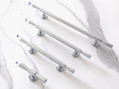 Polished Chrome Cabinet Handles, Drawer Bar Pulls, Contemporary Kitchen Hardware