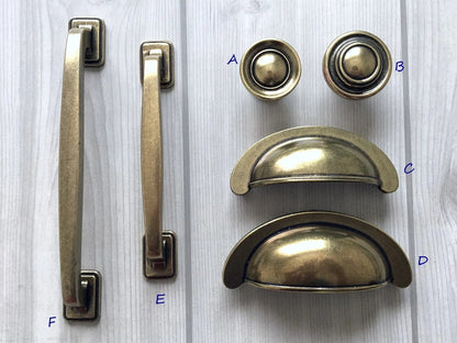 Bronze Cabinet Handles, Cup Drawer Pulls, Retro Kitchen Hardware