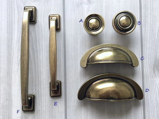 Bronze Cabinet Handles, Cup Drawer Pulls, Retro Kitchen Hardware