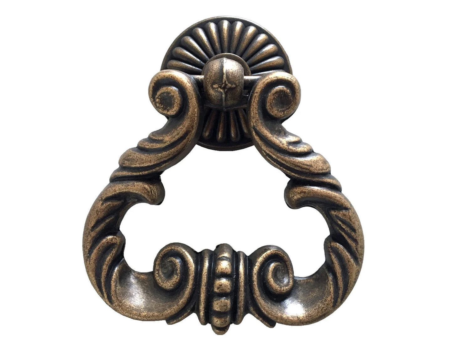 2.75" Wide Large Cabinet Drop Pull, Vintage Style Ring Drawer Knob, Antique Brass