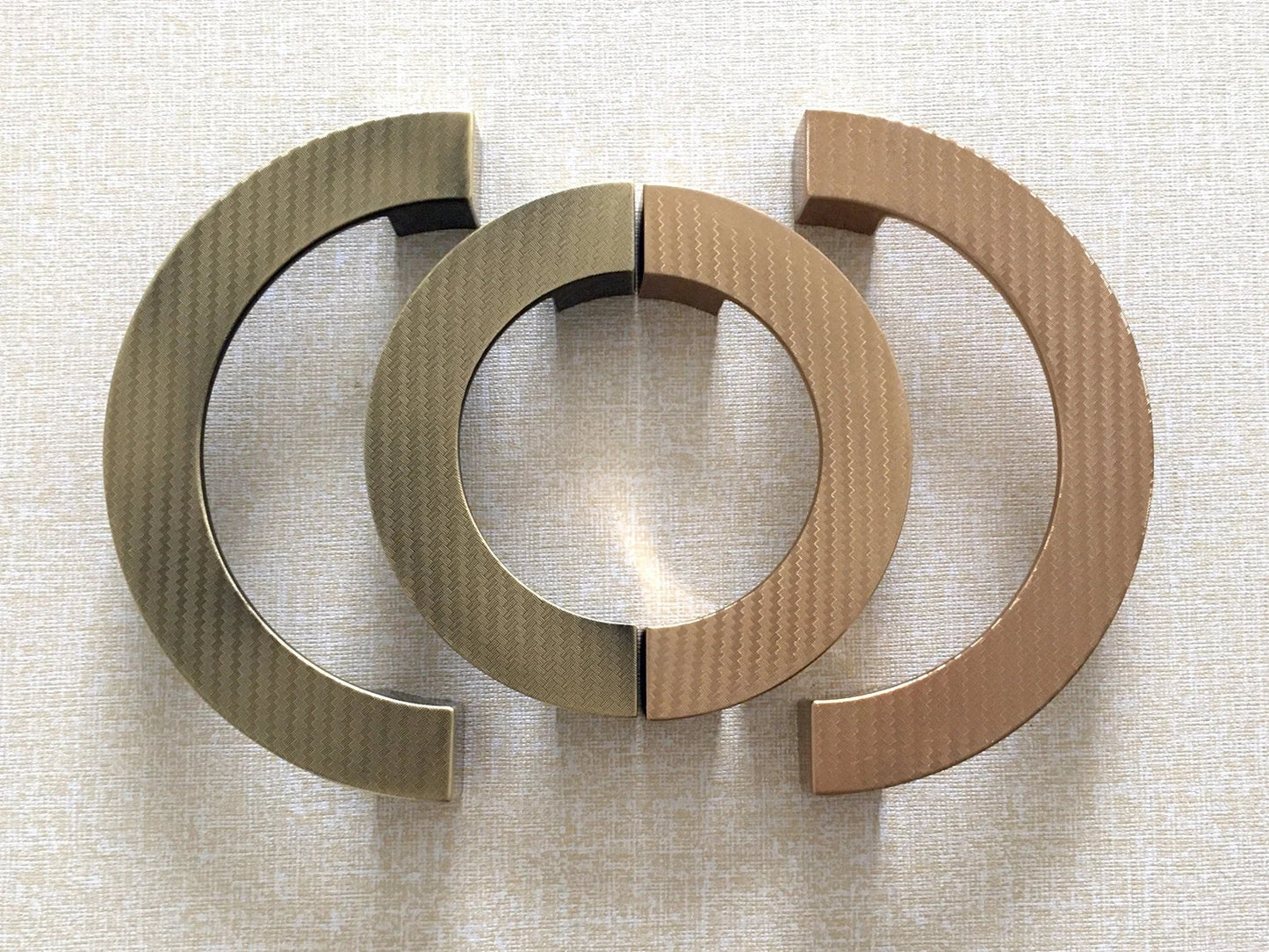 3.75" 5" Textured Half Circle Moon Cabinet Pull Handles, Gold Bronze, 96 128 mm Holes