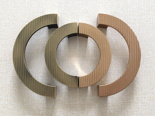 3.75" 5" Textured Half Circle Moon Cabinet Pull Handles, Gold Bronze, 96 128 mm Holes