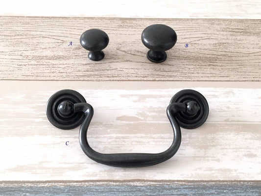 3.5" Drawer Pulls Drop Handles Antique Black Vintage Style Hardware