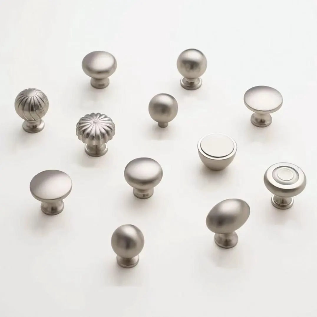 Assorted Brushed Nickel Cabinet Door Knobs, Modern Drawer Pulls