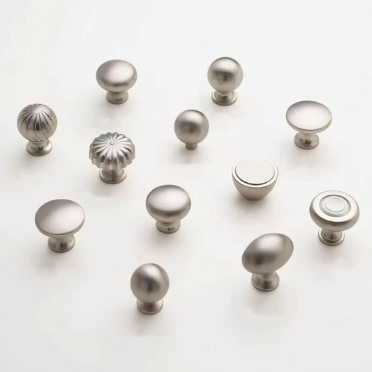 Assorted Brushed Nickel Cabinet Door Knobs, Modern Drawer Pulls