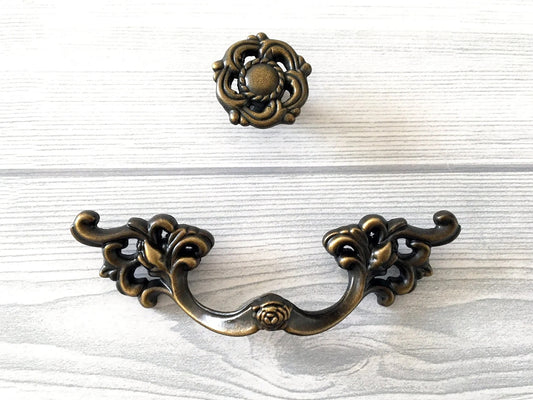 3.25" Drawer Pulls Handles Dresser Pull Vanity Handle, Antique Gold Brass
