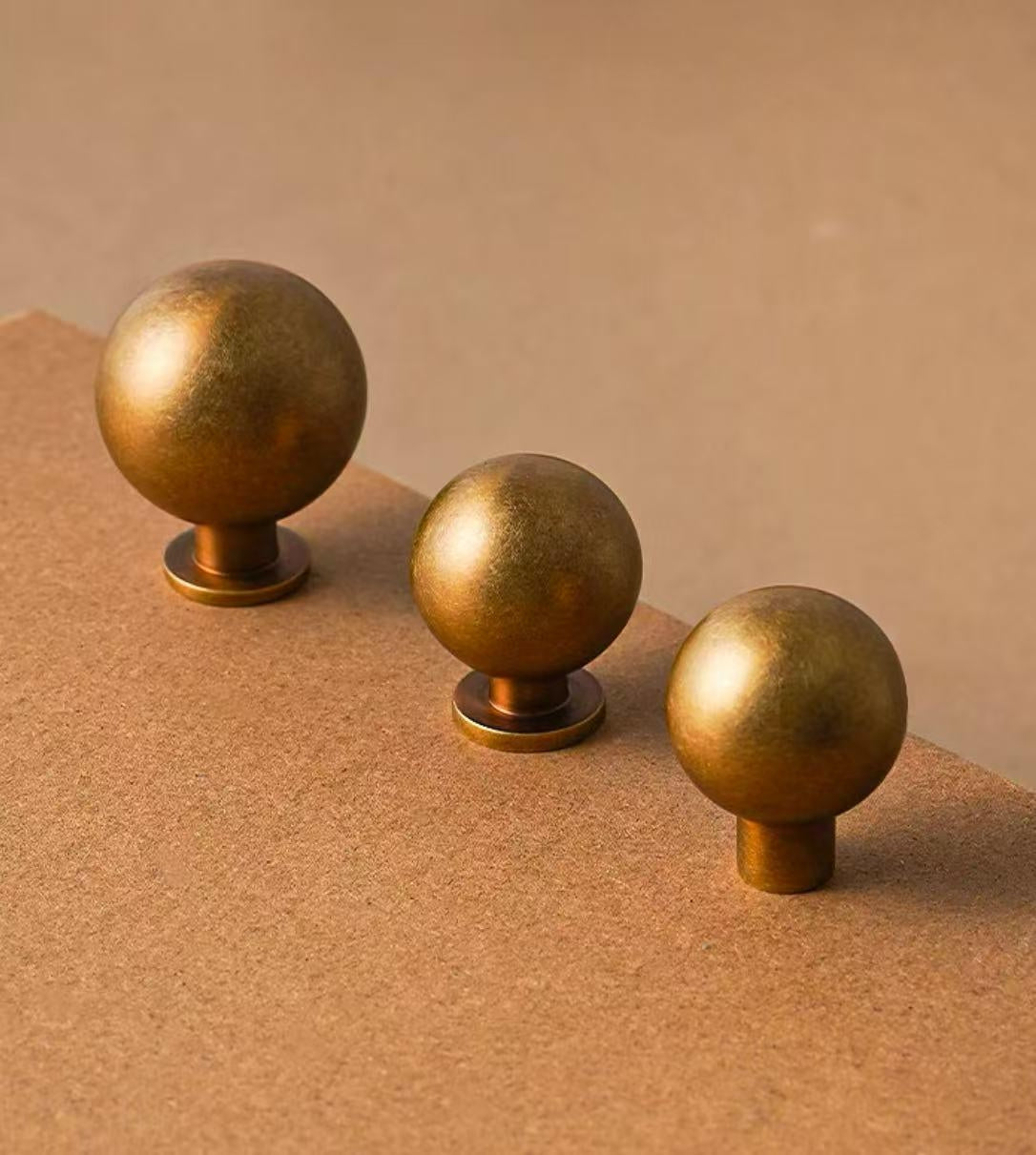 Warm Antique Brass Globed Cabinet Knobs - Vintage Look