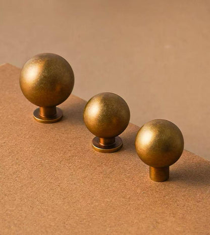 Warm Antique Brass Globed Cabinet Knobs - Vintage Look