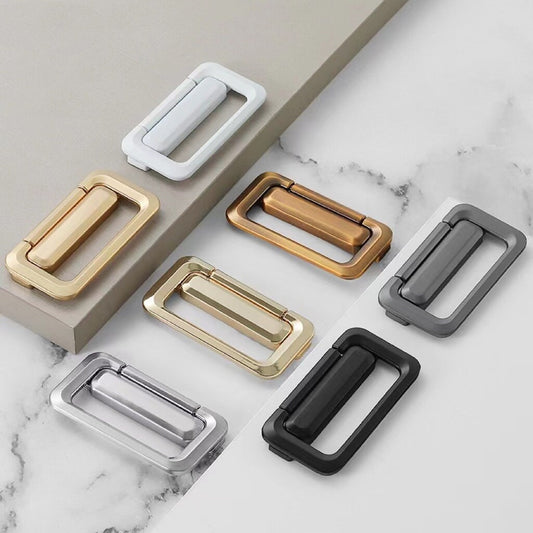 2.5" Holes Square Flat Bail Drawer Pulls Invisible, Gray Nickel Gold White Black, 64 mm Centers