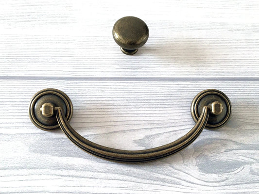 4.75" Drop Bail Dresser Drawer Pulls Antique Bronze Vintage Style 4-3/4 Inch Centers