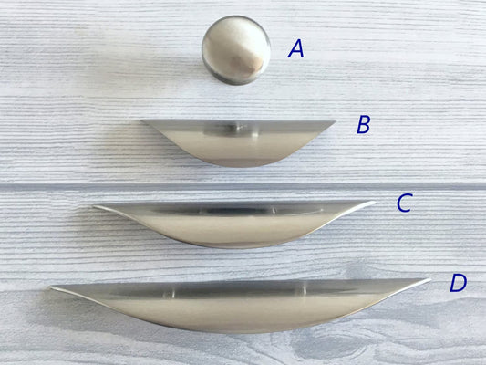 1.25" 2.5" 3.75" Minimalist Nickel Cup Drawer Pulls, Modern Kitchen Cabinet Hardware