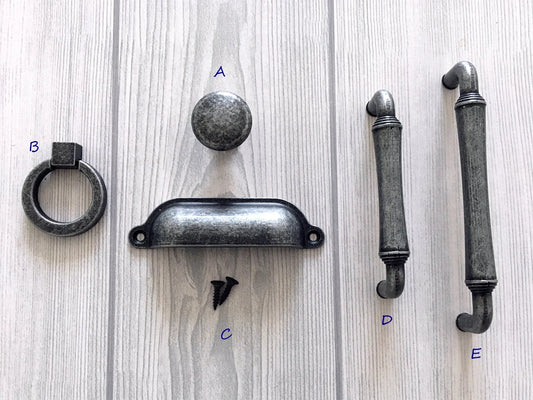 Antique Pewter Drawer Pulls Cabinet Handles