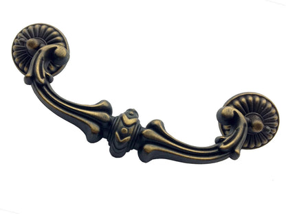 3.75“ 5" Georgian Swing Bail Drawer Pull - Antique Gold Brass