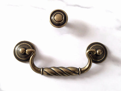 5“ Vintage Style Bail Drawer Pulls Drop Handle, Antique Bronze, 128 mm Centers