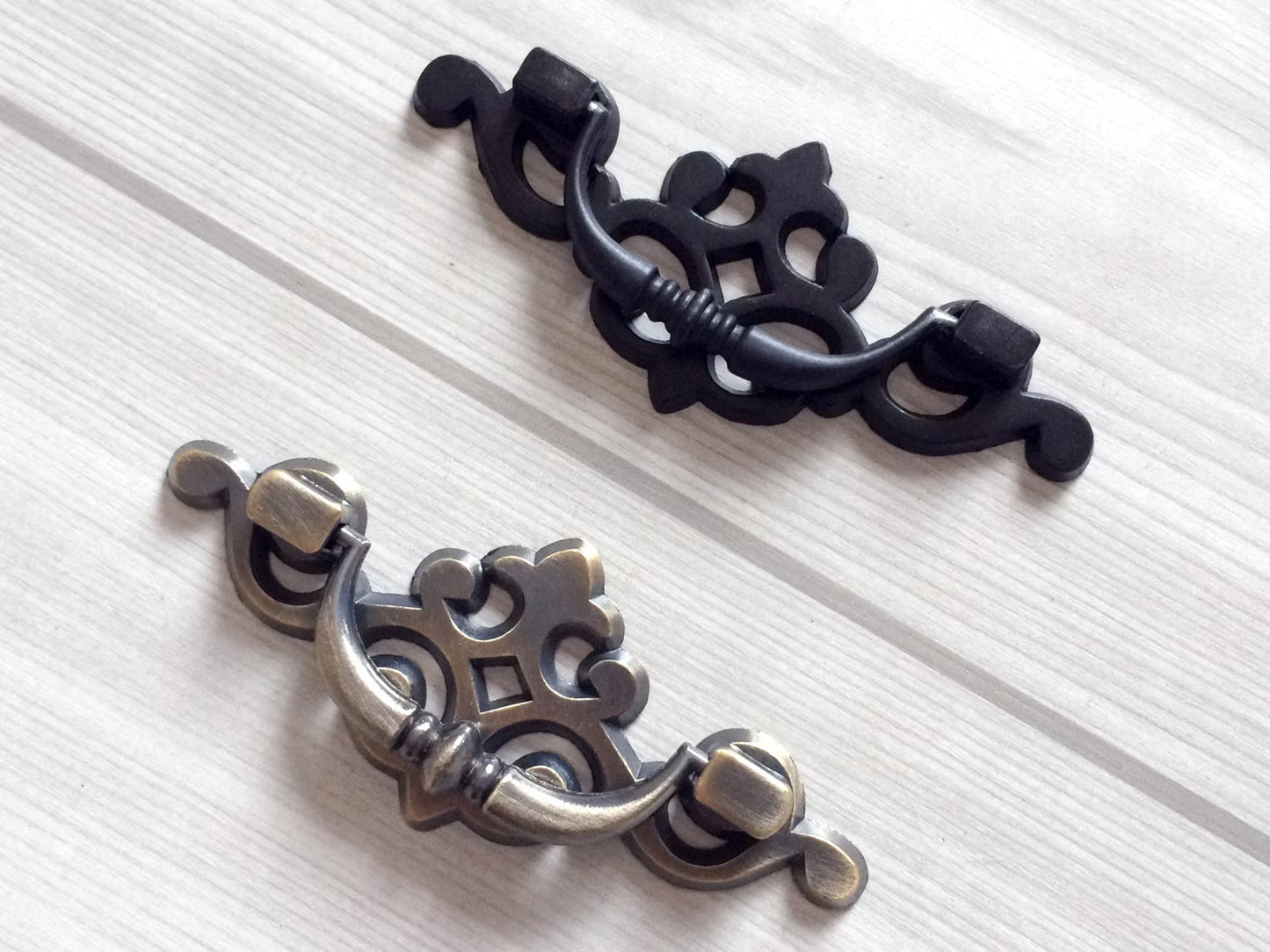 3.25" C-C Georgian Swing Bail Dresser Drawer Pull, Black Antique Bronze Gold