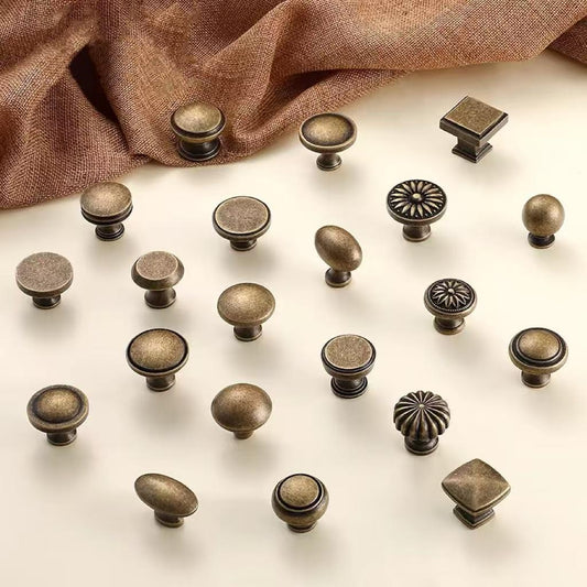 Classic Antique Bronze Cabinet Knob, Solid Brass, Retro Vintage Victorian Rustic Kitchen Hardware