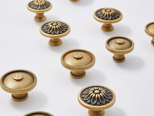Solid Brass Cabinet Button Knob - Antique Bronze
