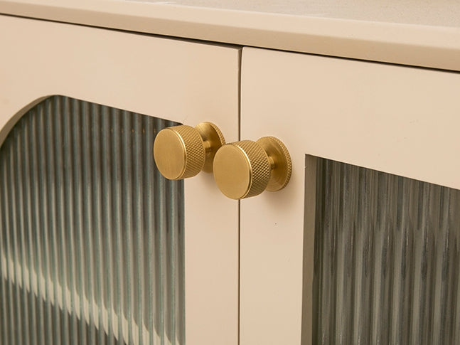 Knurled Brushed Brass Cabinet Knob - Classic Hardware