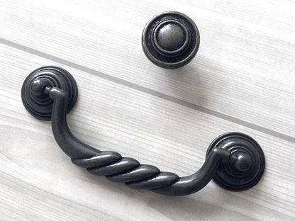 4.5" Bail Drawer Pull Handles Dark Antique Bronze Drop Handle