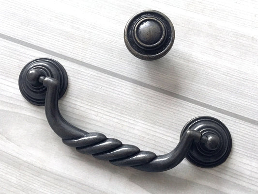 4.5" Bail Drawer Pull Handles Dark Antique Bronze Drop Handle