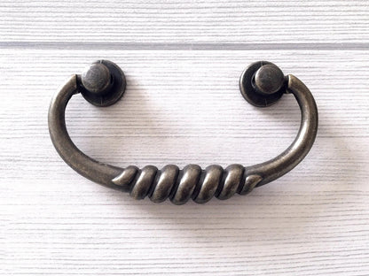 3" Drop Bail Drawer Pulls, Vintage Style, Dark Antique Bronze, 76 mm Centers