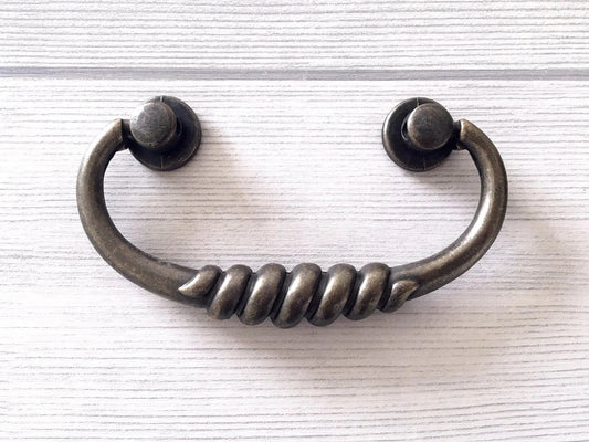 3" Drop Bail Drawer Pulls, Vintage Style, Dark Antique Bronze, 76 mm Centers