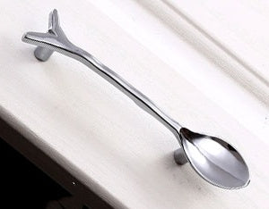 3" Cutlery Kitchen Cabinet Door Handle, Spoon Fork Knife, Antique Bronze Silver