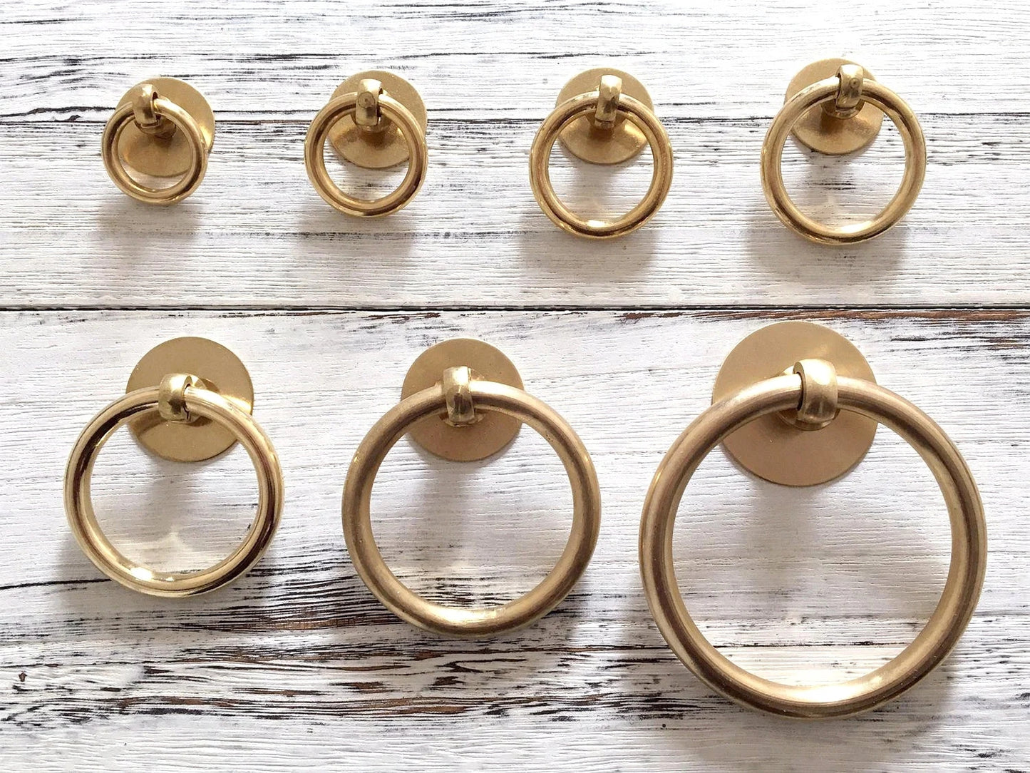 Multiple Sizes Drop Ring Pulls, Antique Bronze/Unlaquered Brass