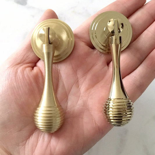 3" Long Pendant Drop Drawer Pulls, Solid Brass, Teardrop Cabinet Knob