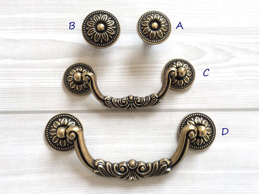 3.75" 5" Vintage Style Bail Drawer Pulls Drop Handle Antique Bronze