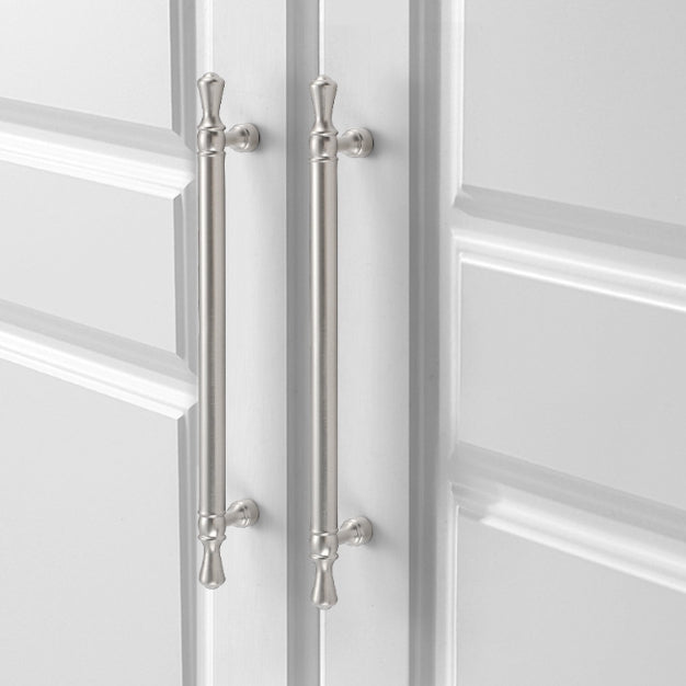 Solid Brass Euro Cabinet Bar Handle & T Knob - Brushed Nickel Steel