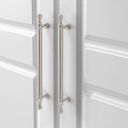 Solid Brass Euro Cabinet Bar Handle & T Knob - Brushed Nickel Steel